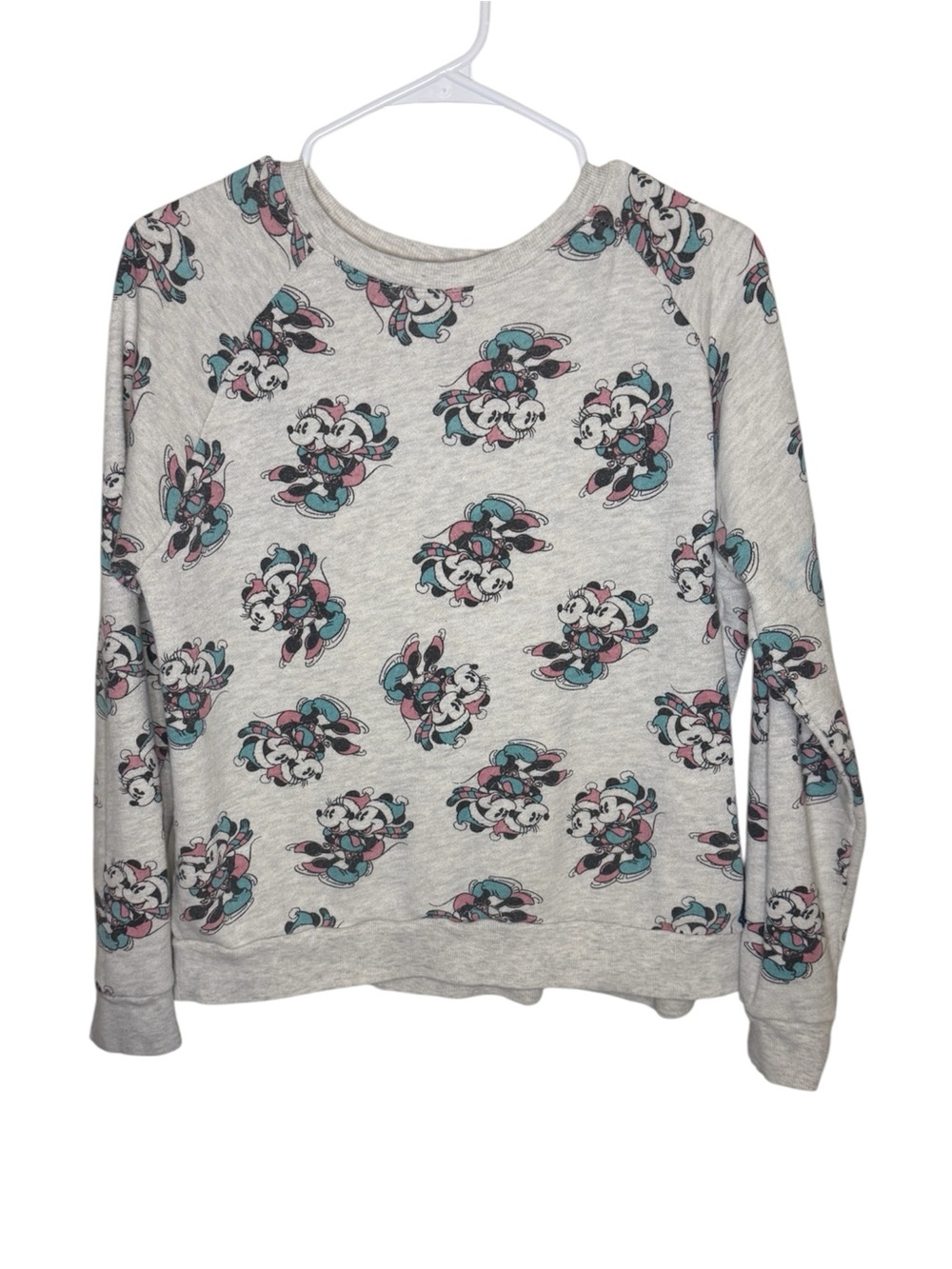 Disney Mickey & Minnie Mouse Winter Ice Skating Sweatshirt Grey Medium M
